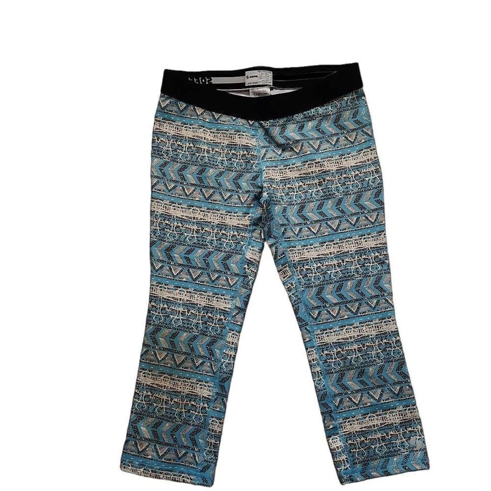 Soffe Girls Size XL Blue White Patterned Low Rise Athletic Leggings